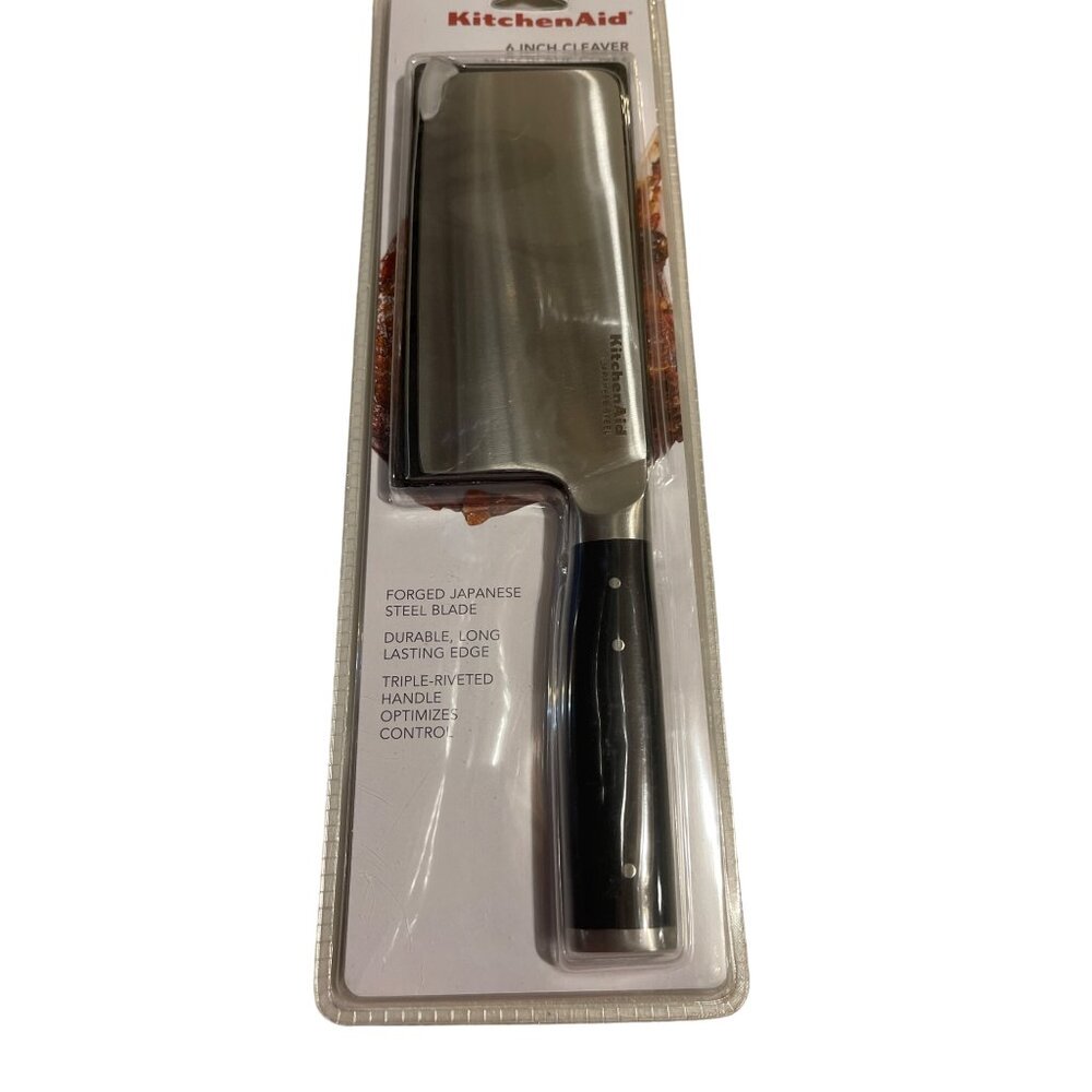 Kitchenaid Meat Cleaver Black W/Blade Cover 6" Forged Japanese‎ steel blade New!